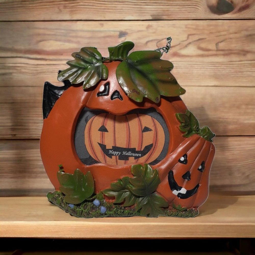 Halloween Jack O Lantern Picture Frame for 3 x 2" Photo Resin and Metal